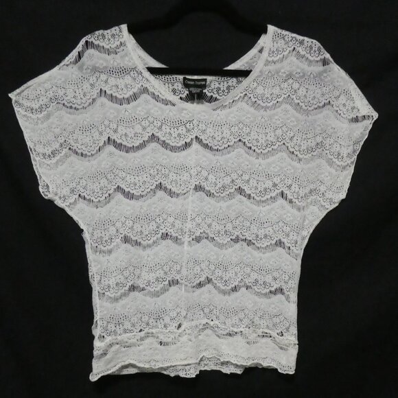 COTTON EXPRESS | large | White Lace Short Sleeve Shirt - Picture 1 of 14